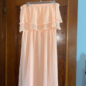 EUC tube top Bar III peach maxi dress with ruffle top